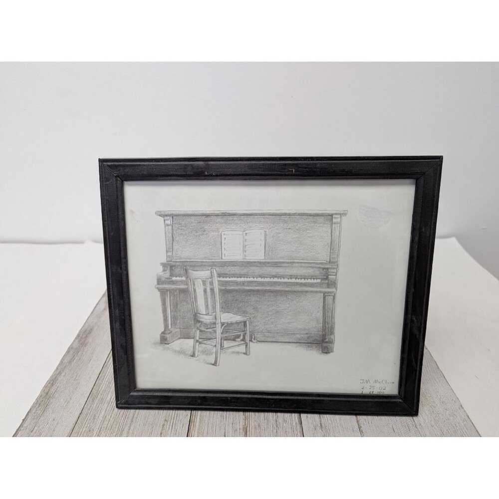 Jane McClure Jane's Prints Old Piano and Chair Framed Print